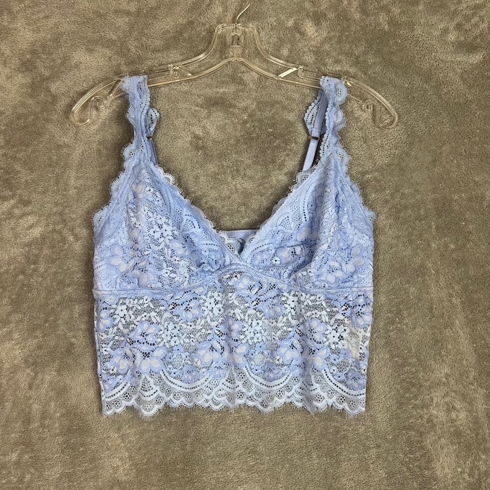 NWT Aerie Bralette Womens L Lacey Light Blue Loungewear Coquette
